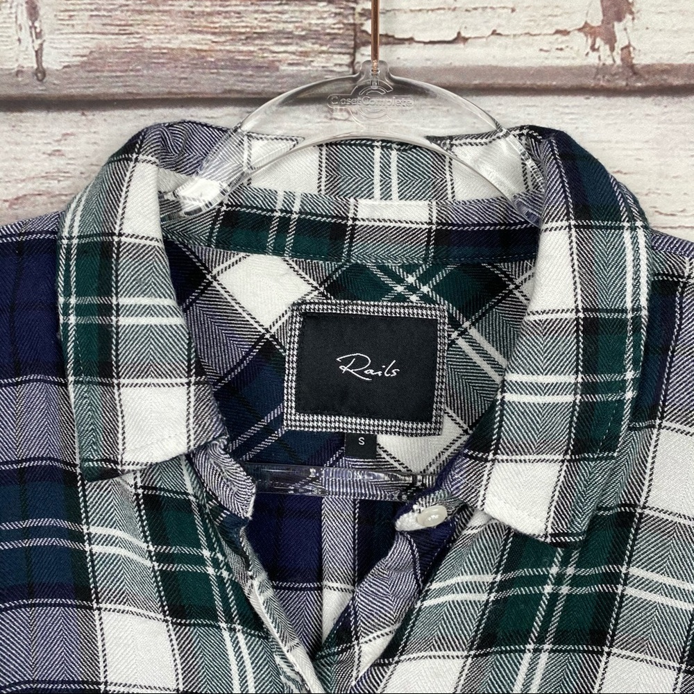 Rails Women’s Blue Checkered Plaid Button Blouse - image 4